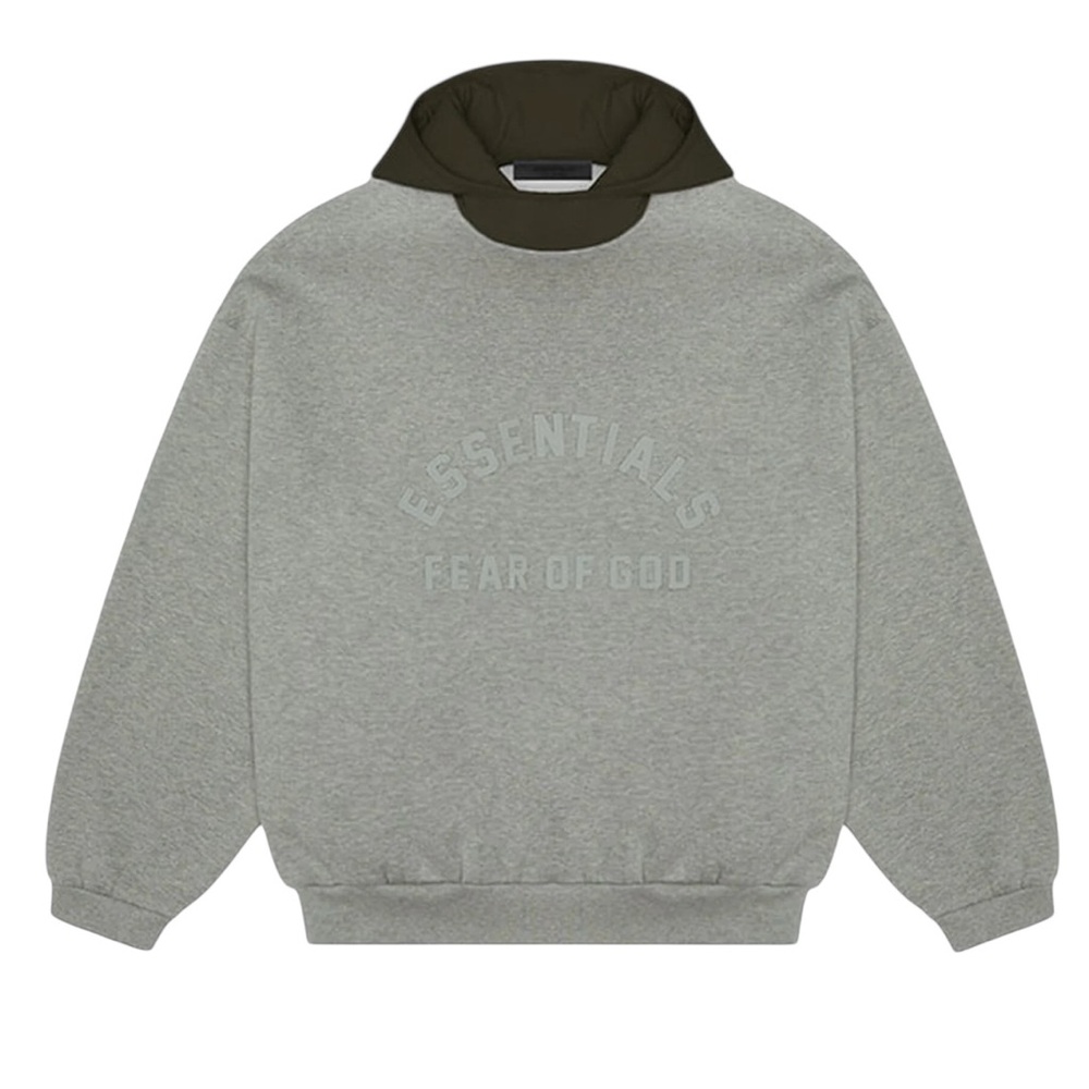 Fear of God essentials Dark Oatmeal gray black Nylon Fleece Hoodie men’s size XS